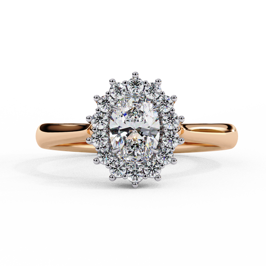 Rose gold oval halo ring