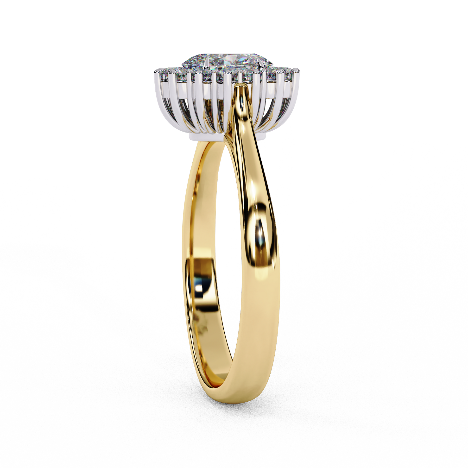 Yellow gold oval halo ring