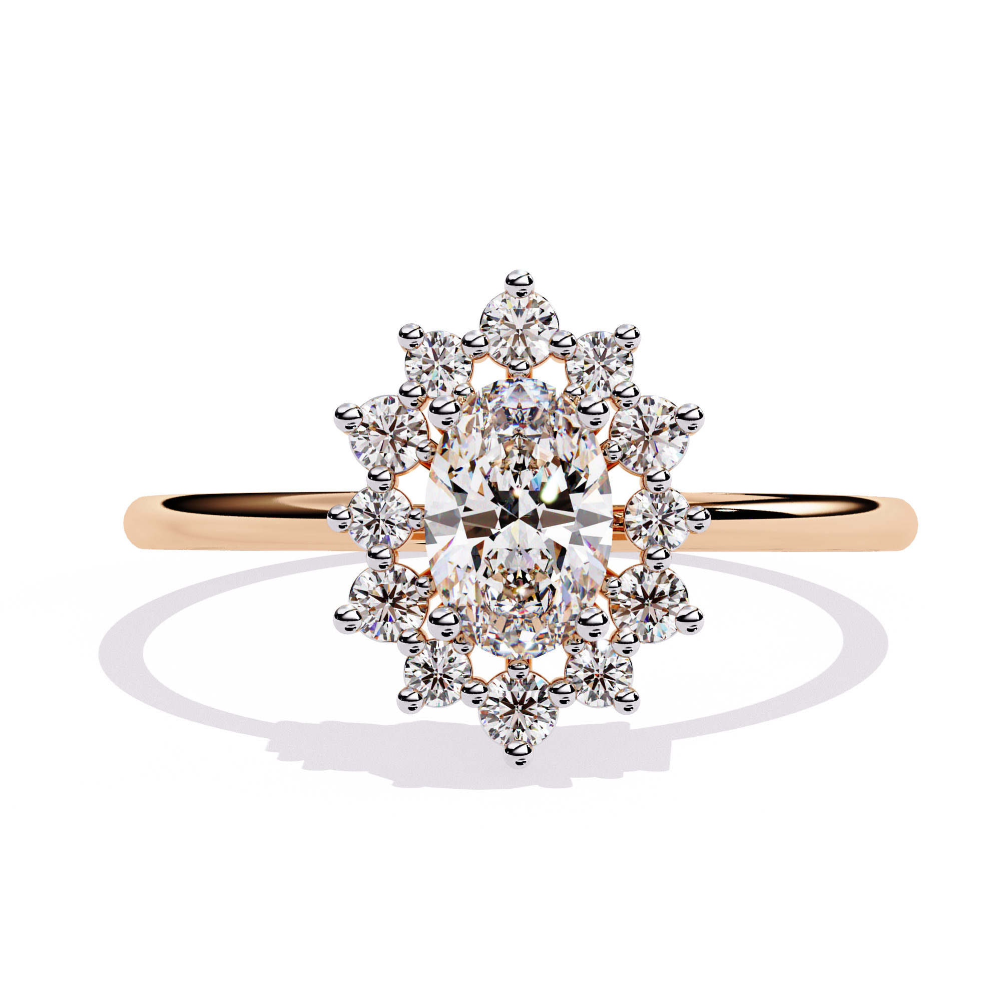 Rose Gold Oval Halo Ring