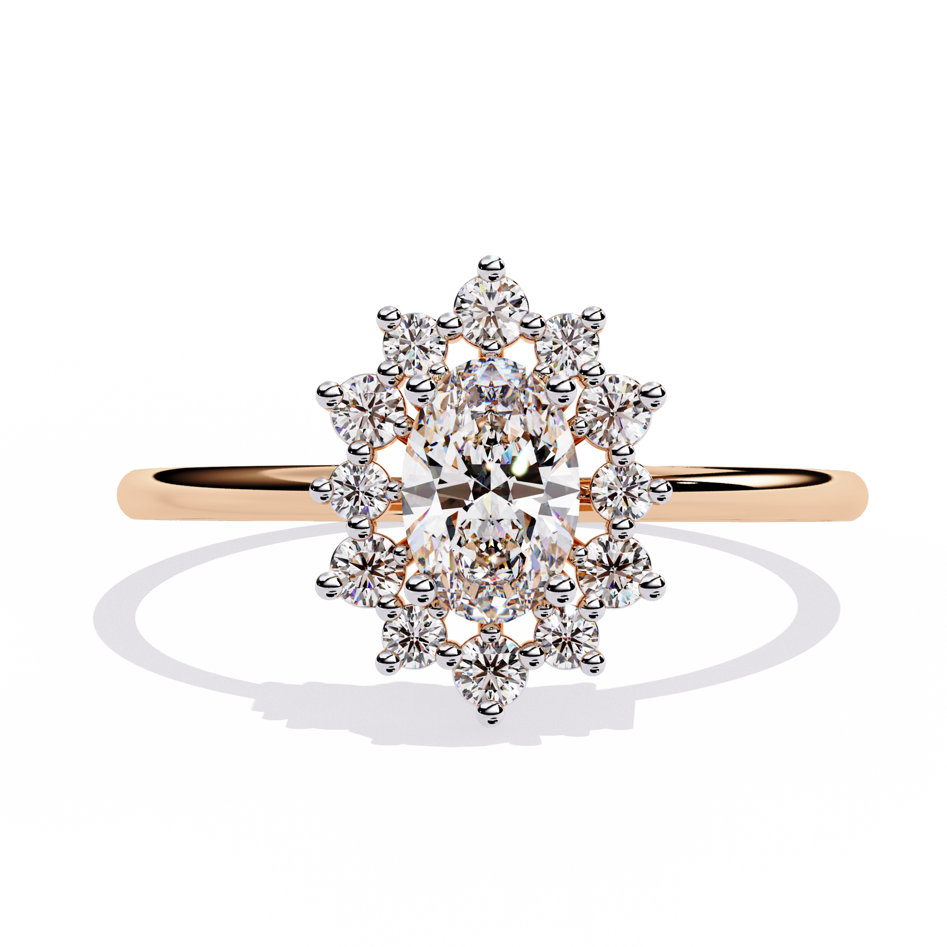 Rose Gold Oval Halo Ring