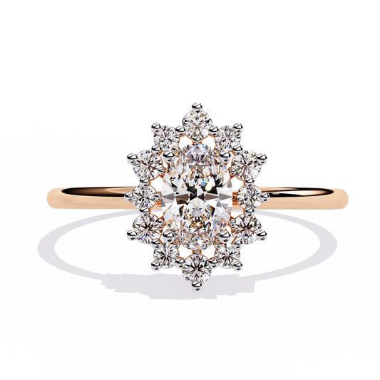 Rose Gold Oval Halo Ring