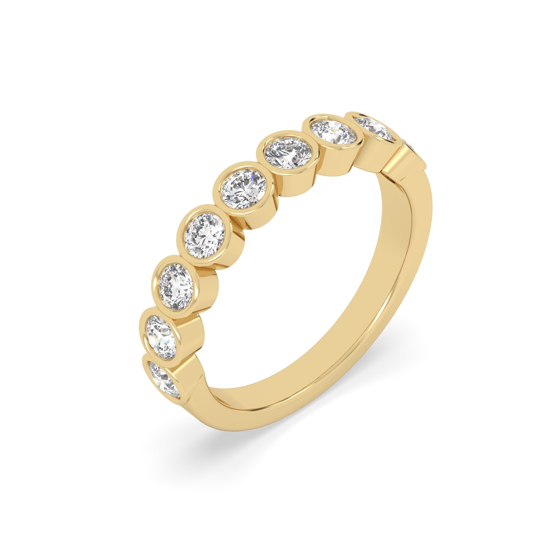 Shop Round Bezel Half Band in yellow gold 1 carat