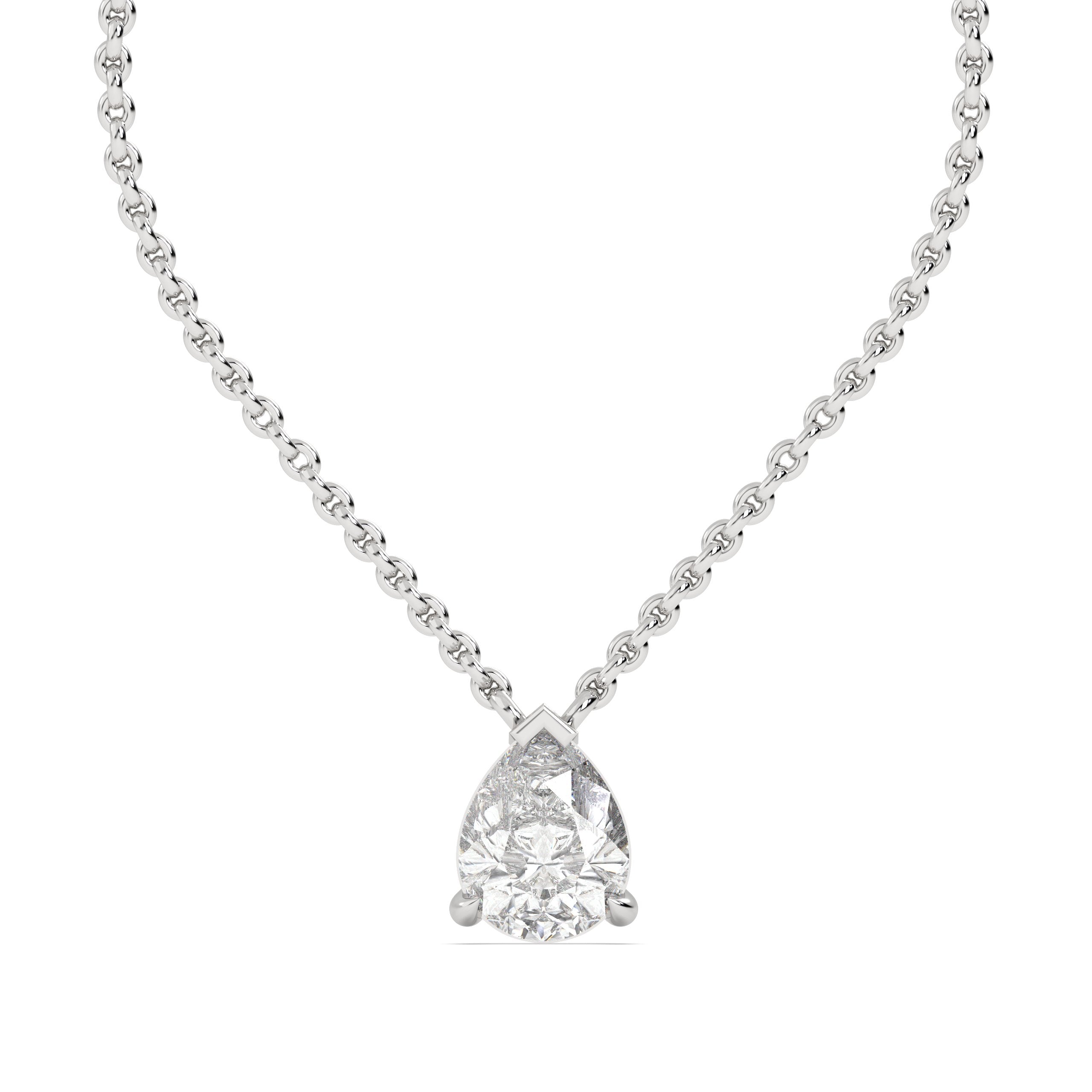 1.5 Ct Pear Solitaire Lab Grown Diamond Necklace