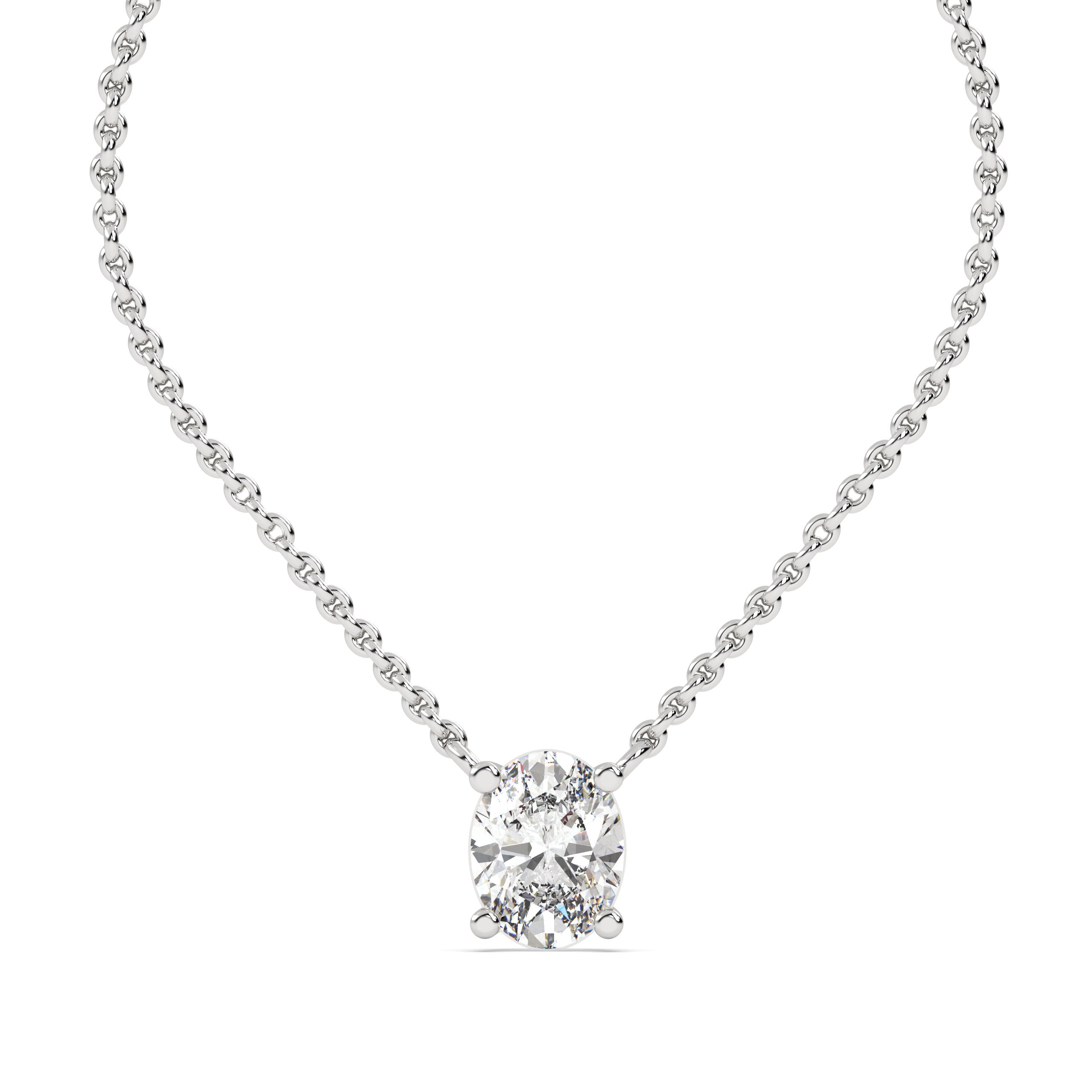 1.75 Ct Oval Solitaire Lab Grown Diamond Necklace