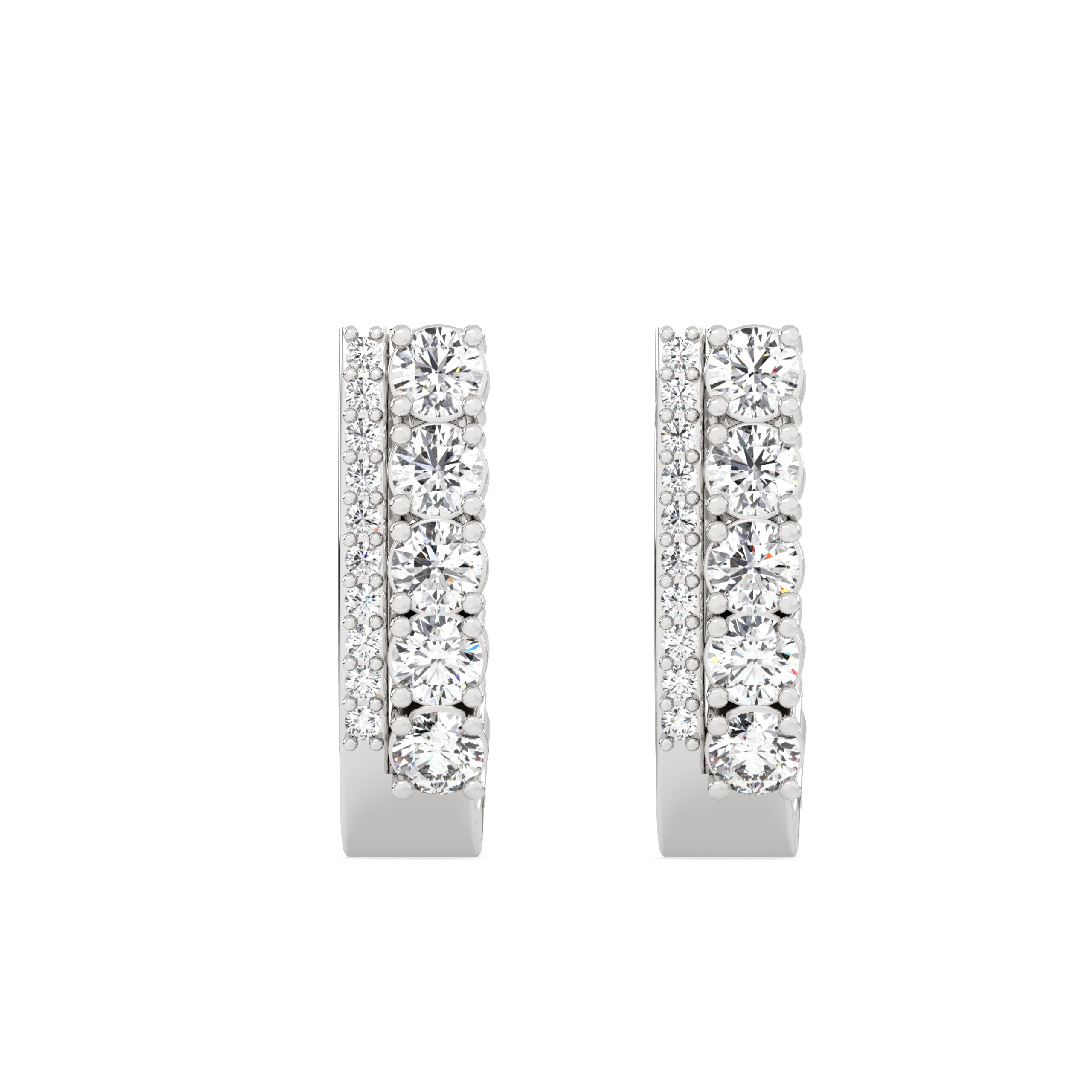 Round Hoop Lab Grown Diamond Earrings – 925 Silver