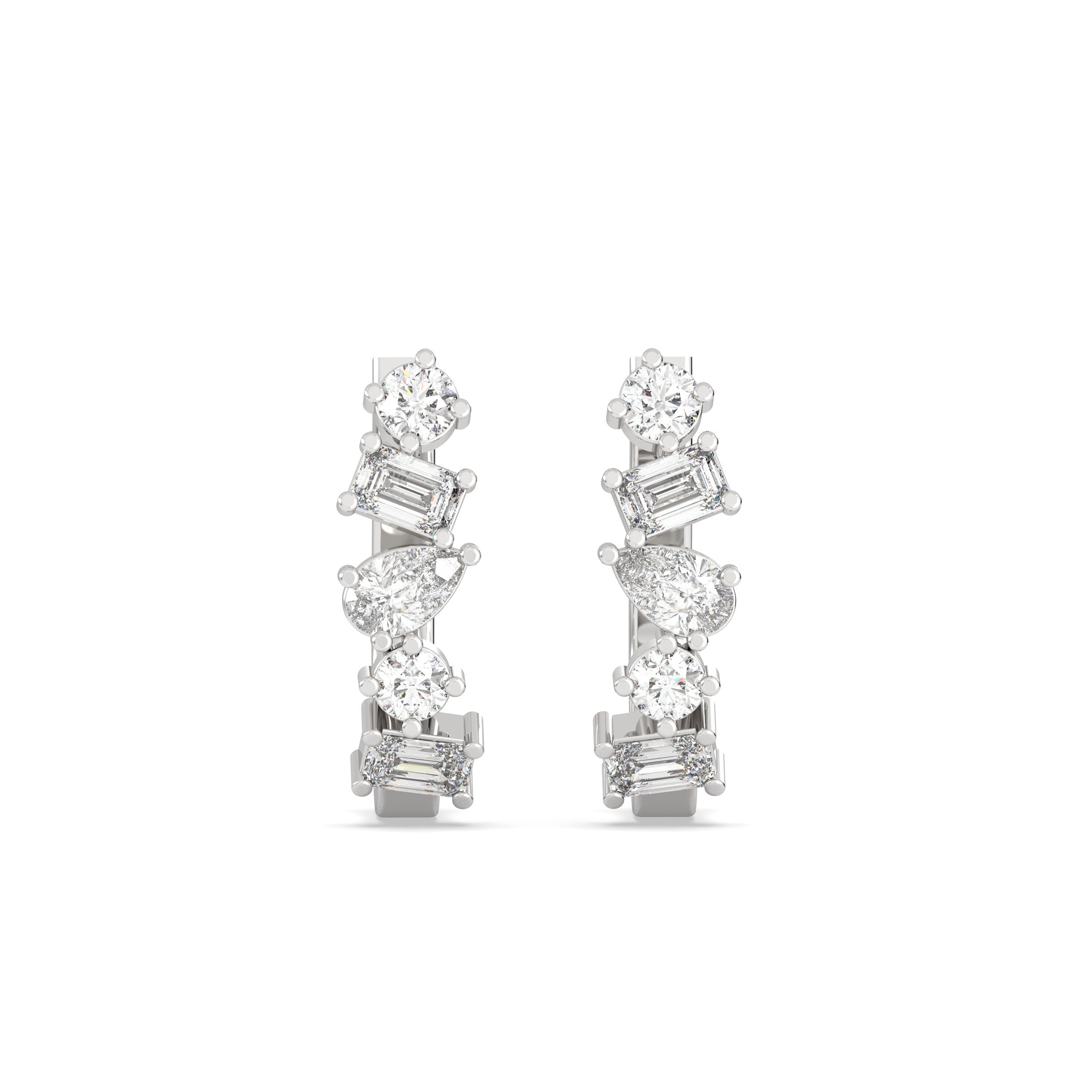 Bali Lab Grown Diamond Earrings – Multi Shaped Hoops