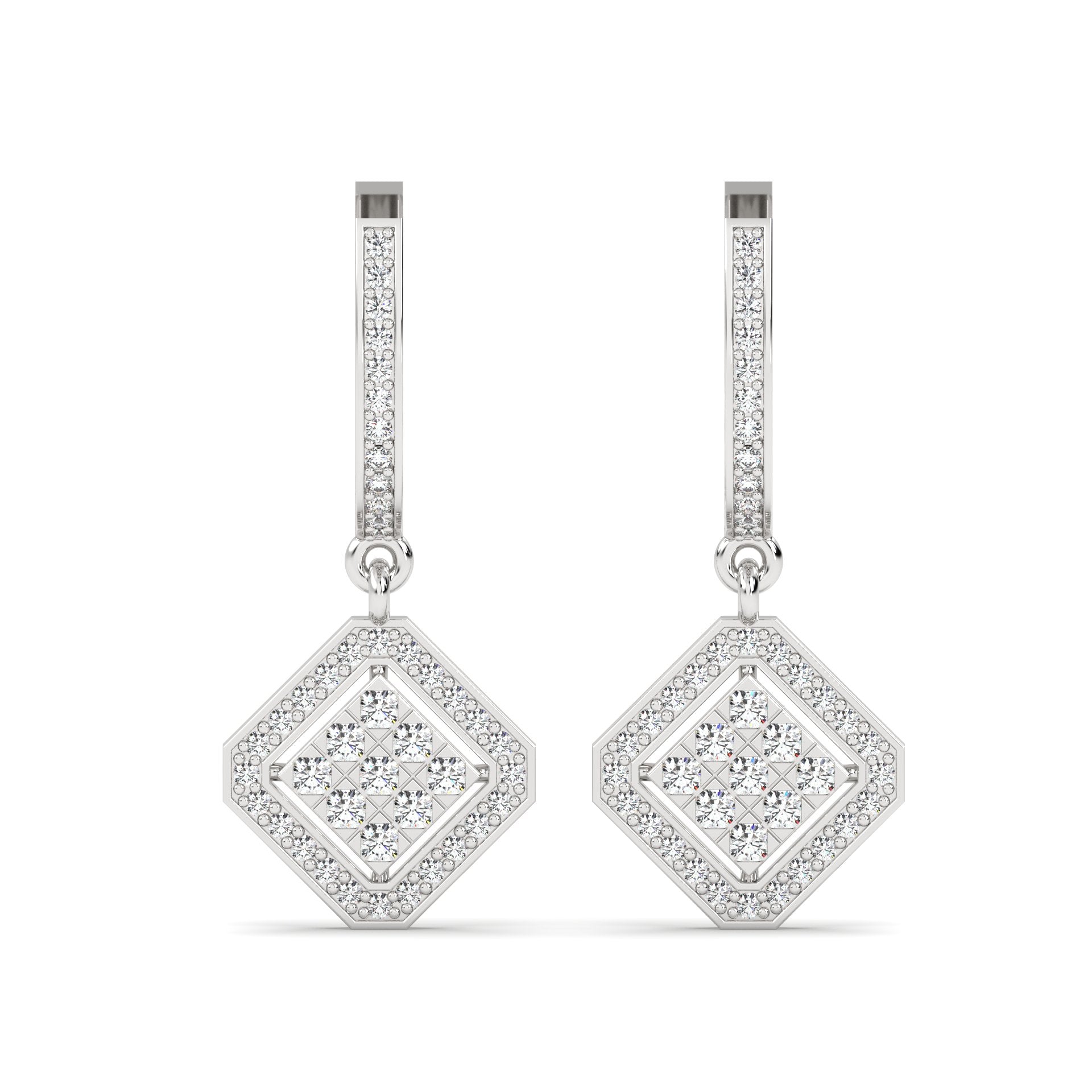 Drop Lab Grown Diamond Earrings – Rhombus – 925 Silver
