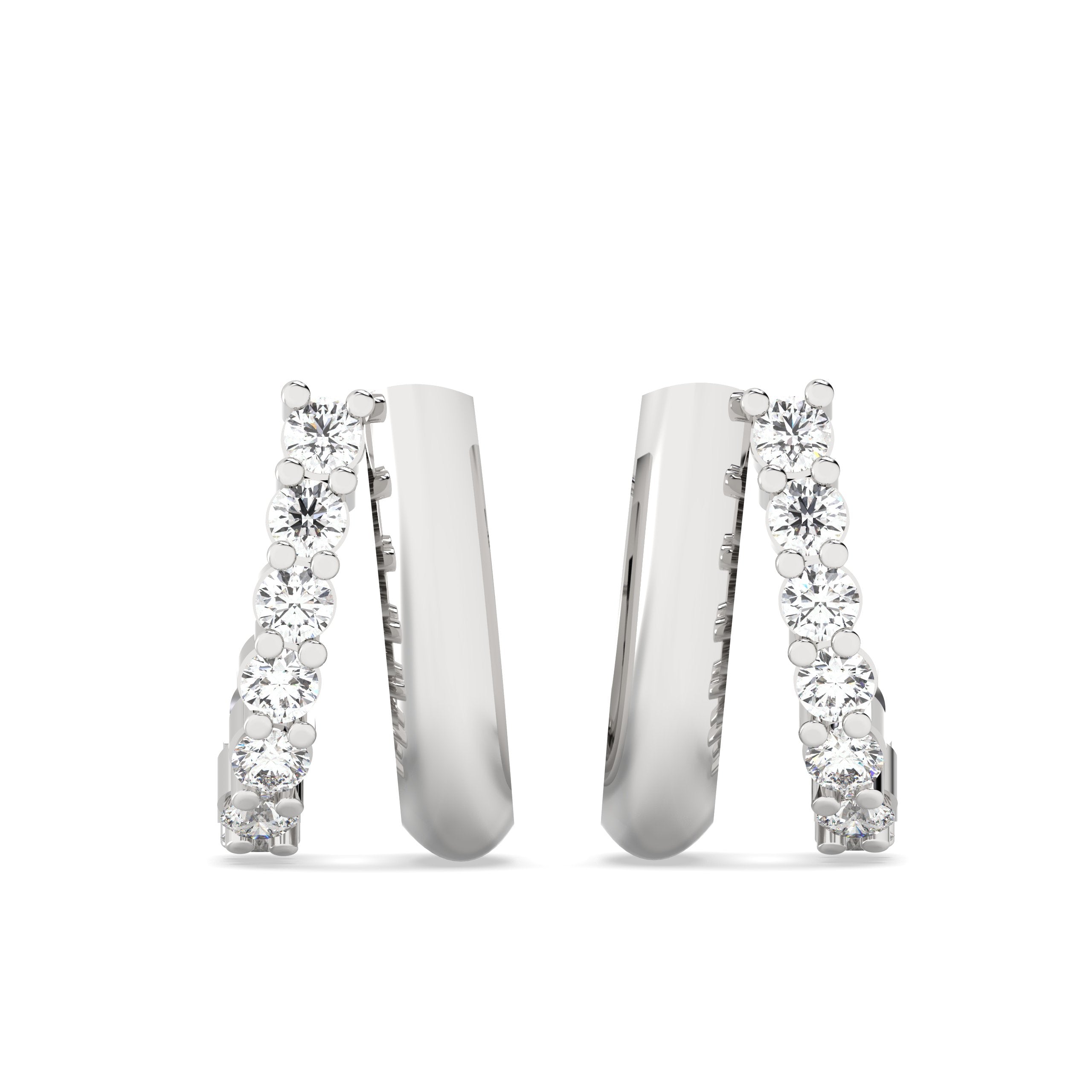 Hoop Lab Grown Diamond Earrings – Dual Arc Hoop – 925 Silver