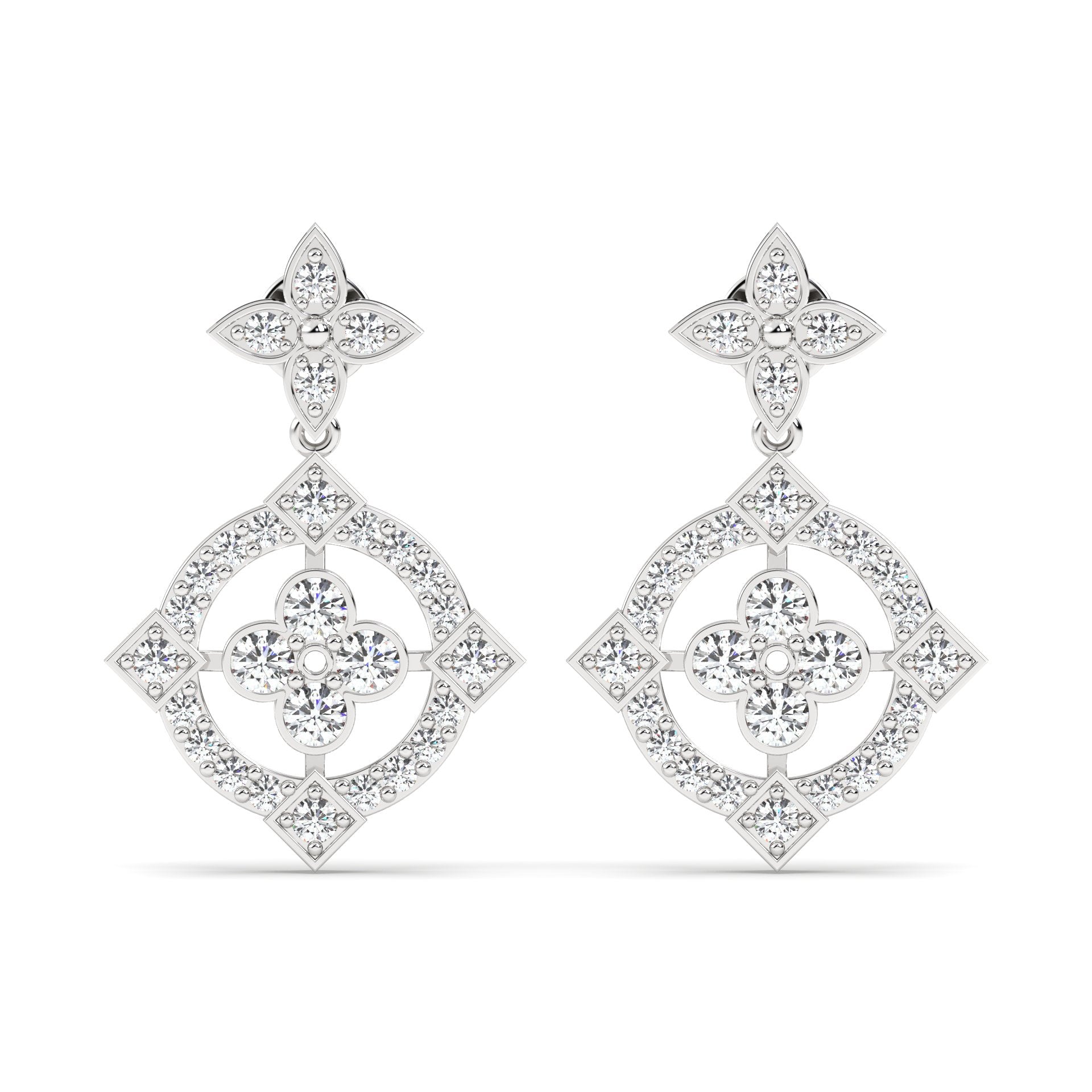 Drop Lab Grown Diamond Earrings – Quad – 925 Silver