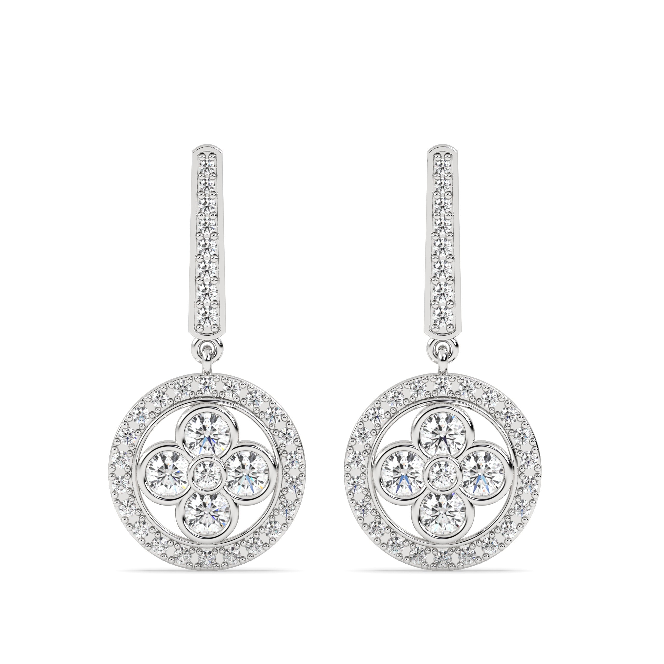 Drop Lab Grown Diamond Earrings – Floral Disc