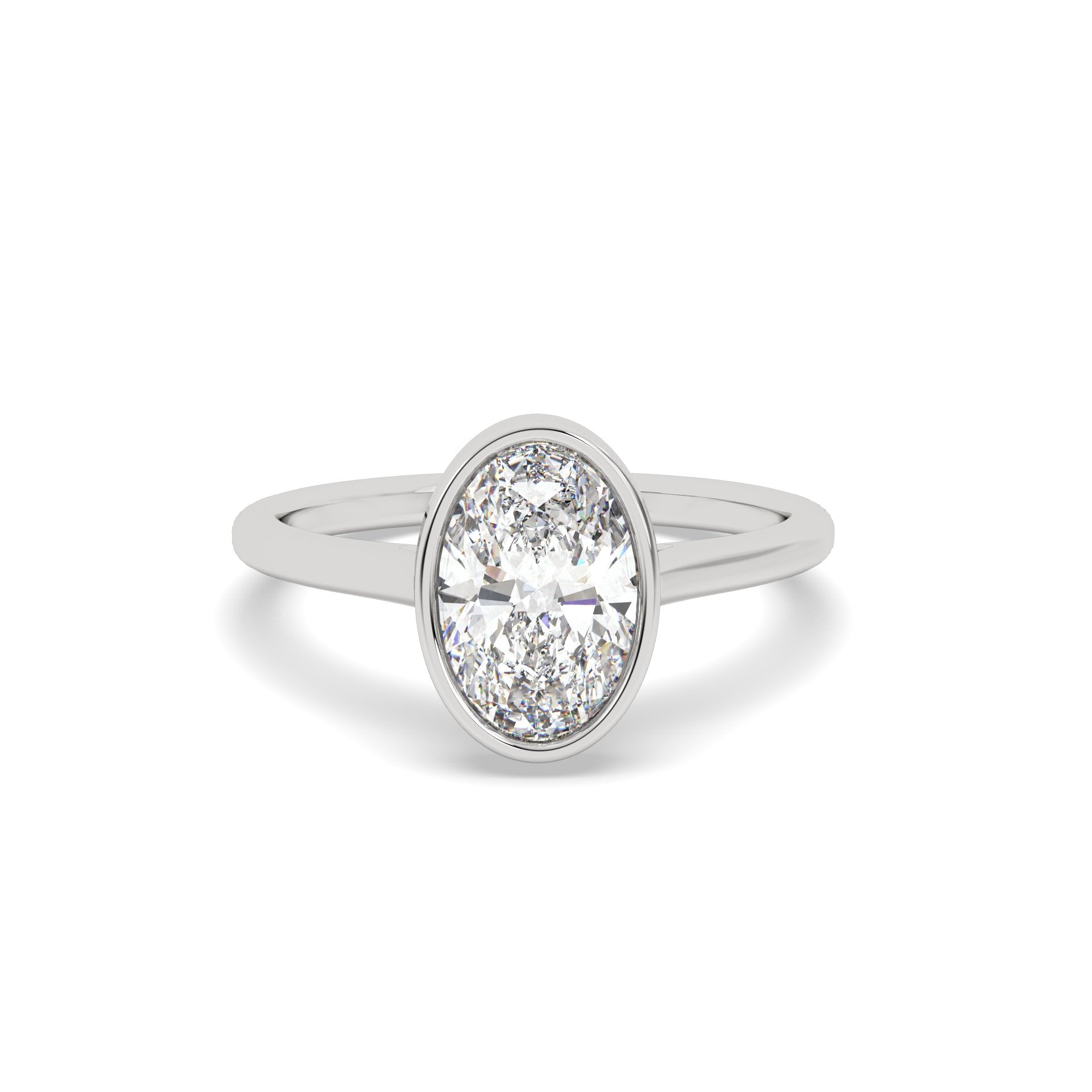 2 Ct Oval Cut Bezel Ring