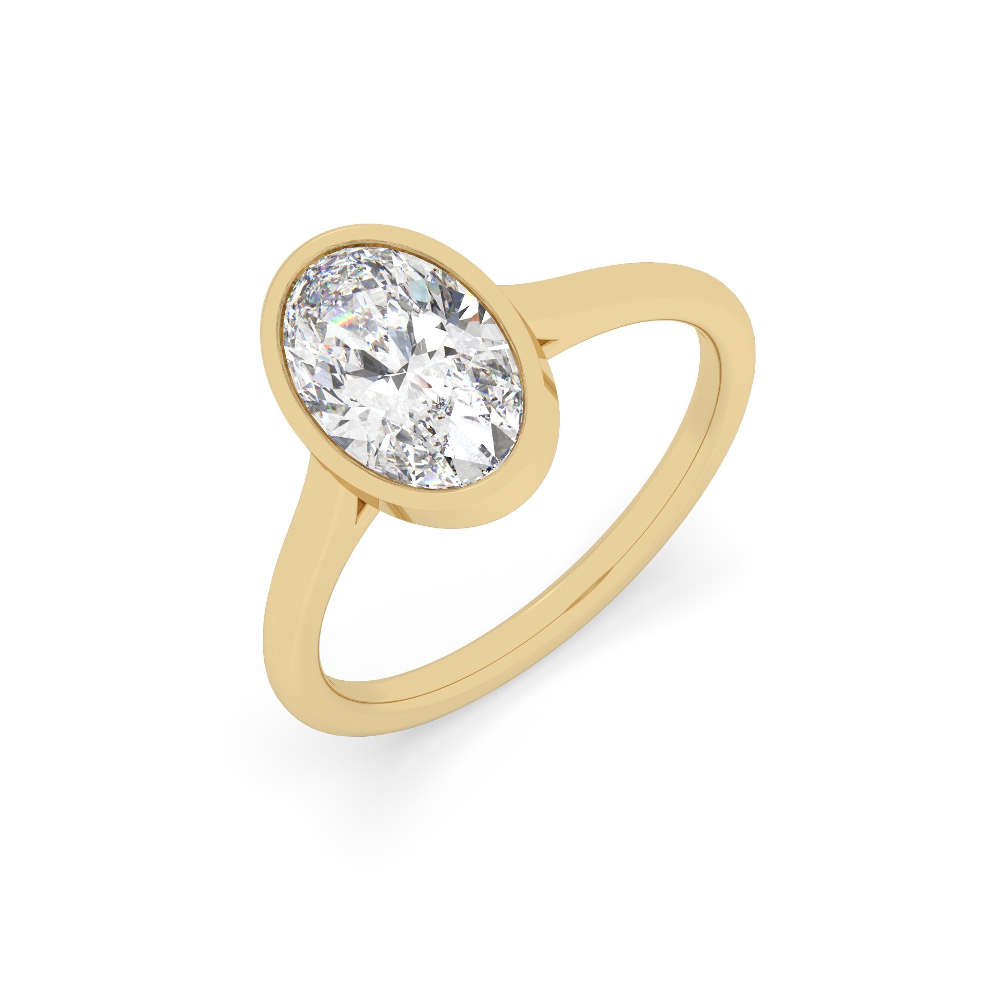 2 Ct Oval Cut Bezel Ring