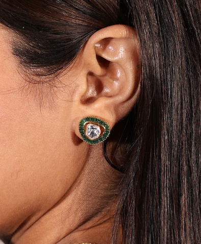 Lab Grown Polki Diamond Earrings – 925 Silver