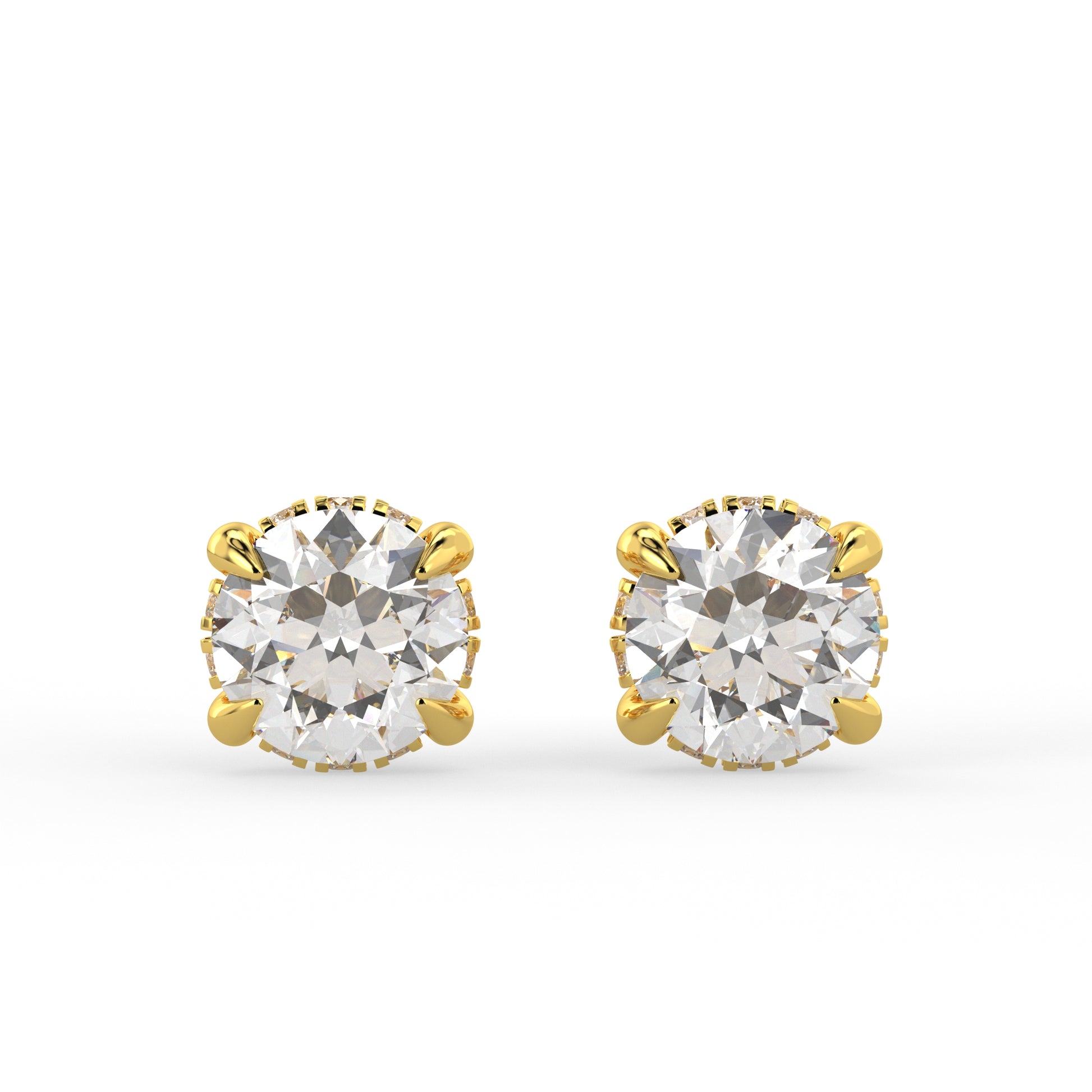 Eternal Radiance Solitaire Stud Earrings Yellow Gold