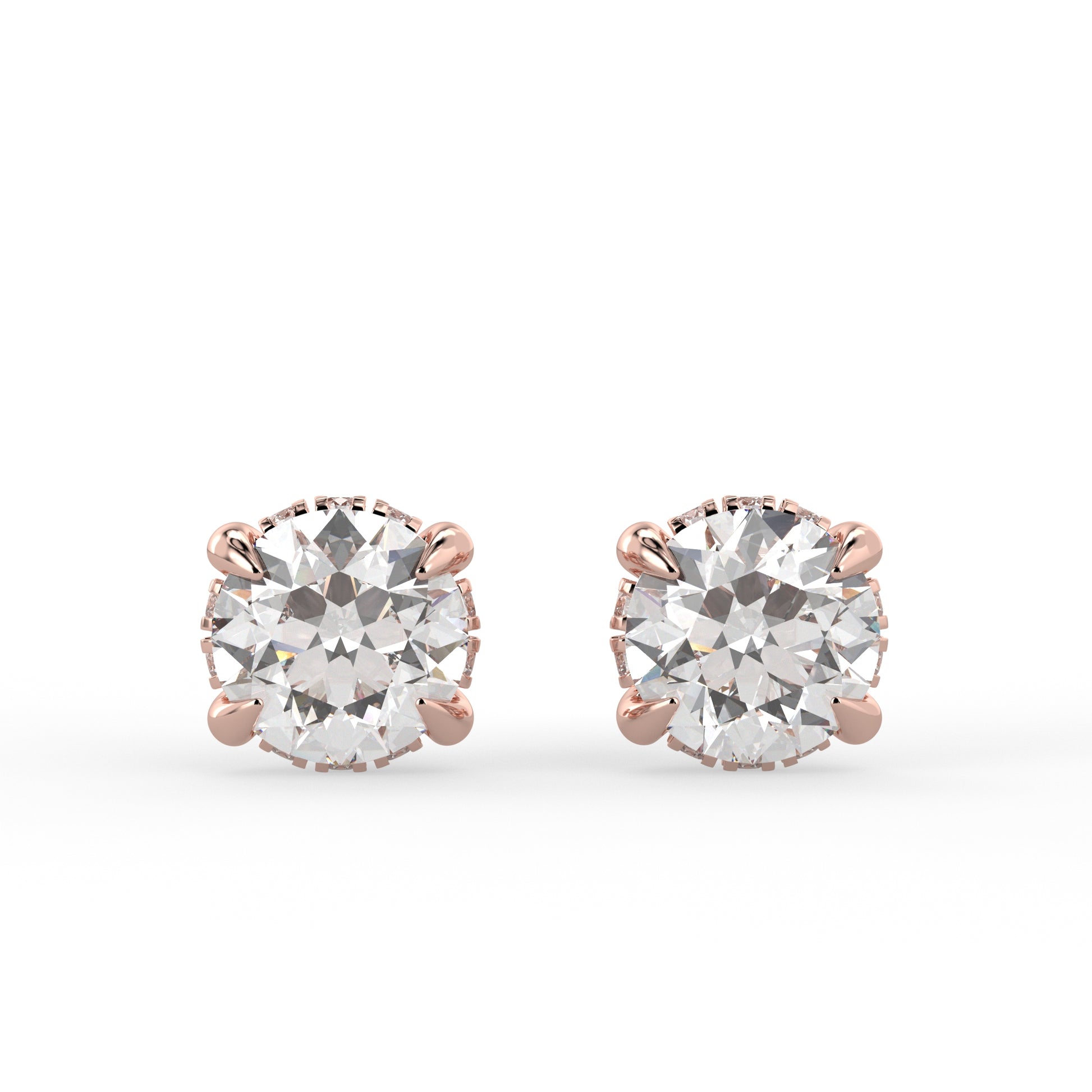 Eternal Radiance Solitaire Stud Earrings Rose Gold
