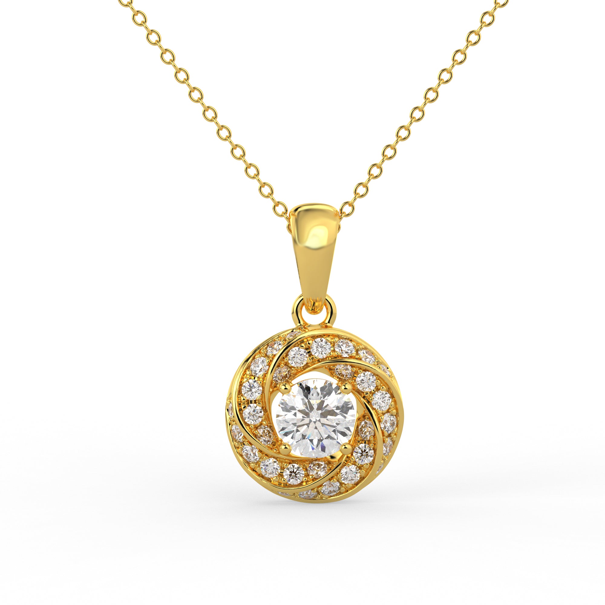 Celestial Vortex Halo Pendant Yellow Gold