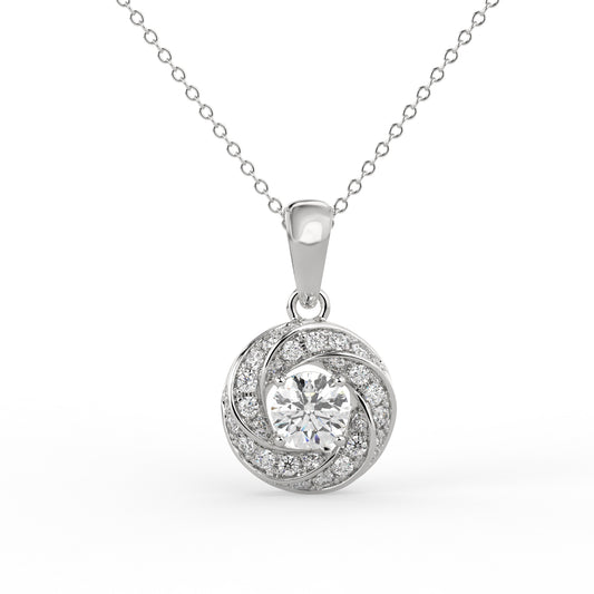 Celestial Vortex Halo Pendant White Gold