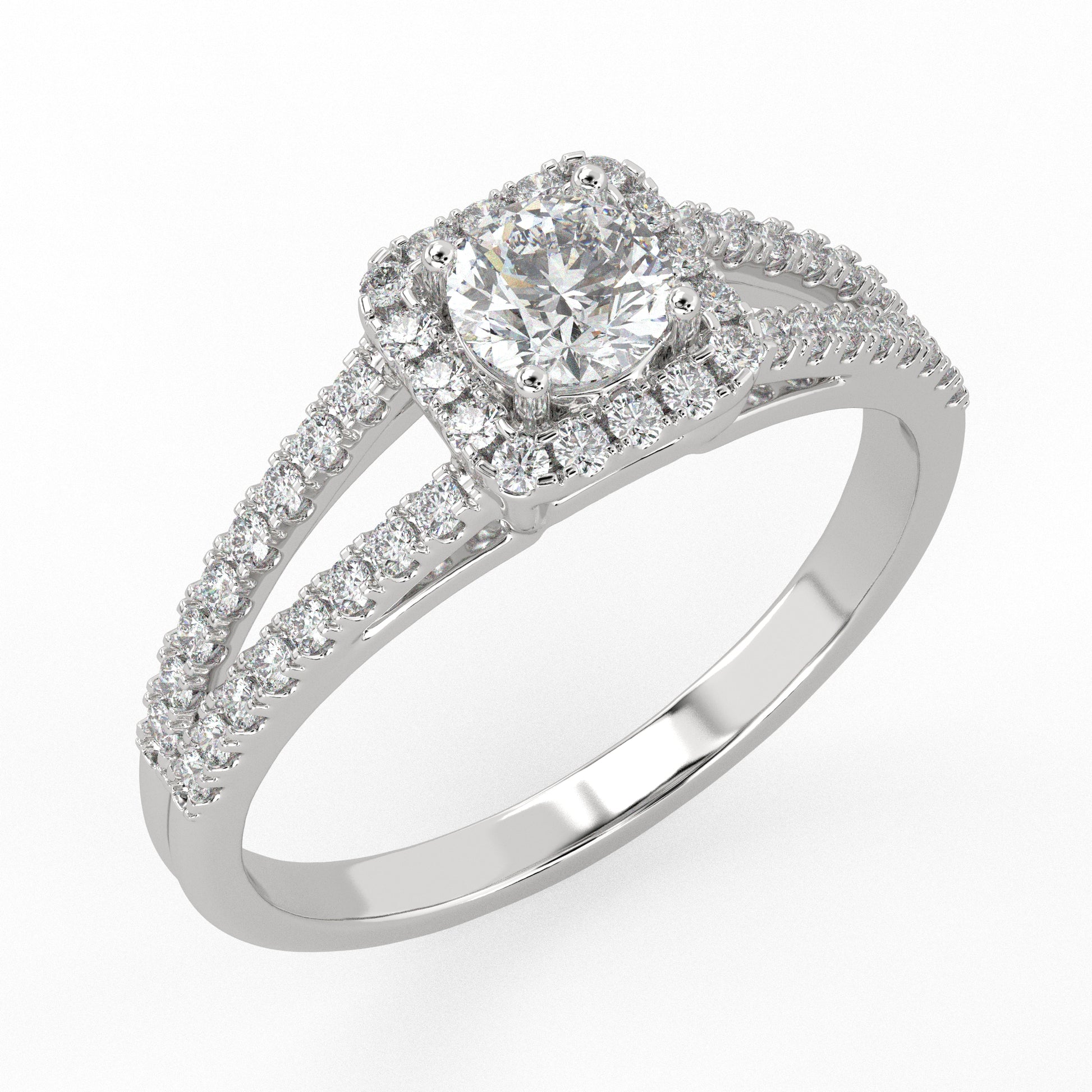 Everlight Cushion Cut Halo Ring White Gold