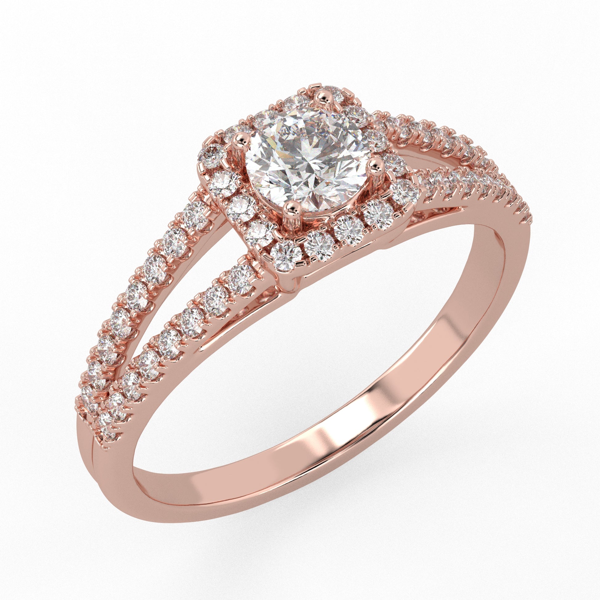 Everlight Cushion Cut Halo Ring Rose Gold