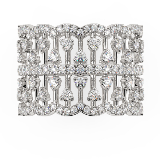 Tehr Round Cocktail Band ring for women in silver