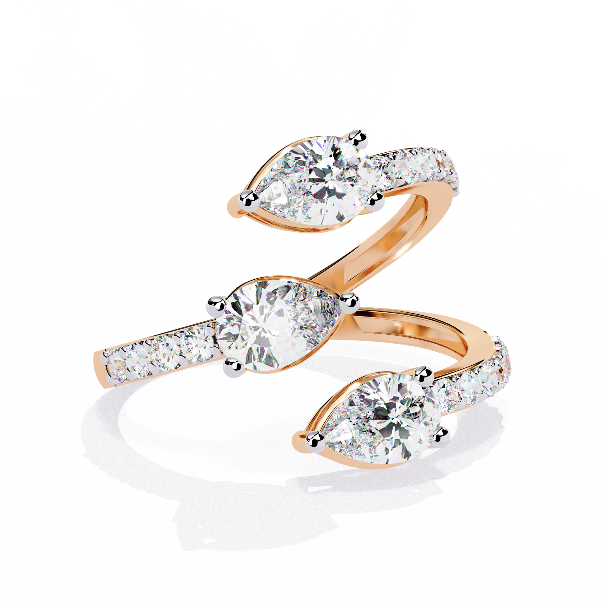 Three Pear Ring Rose Gold Ring