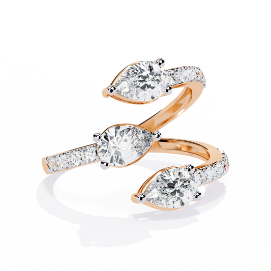 Three Pear Ring Rose Gold Ring