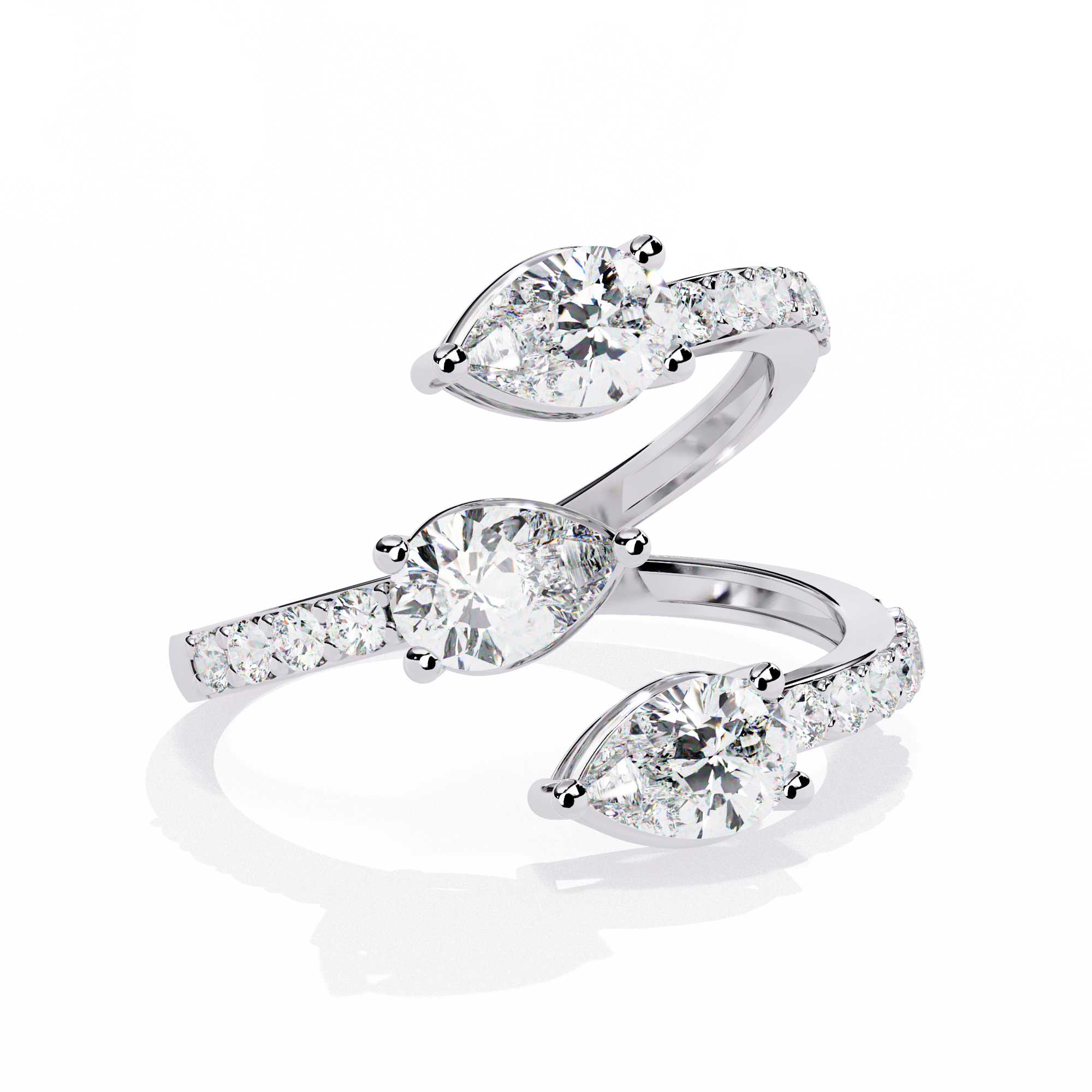 Three Pear Ring White Gold Ring