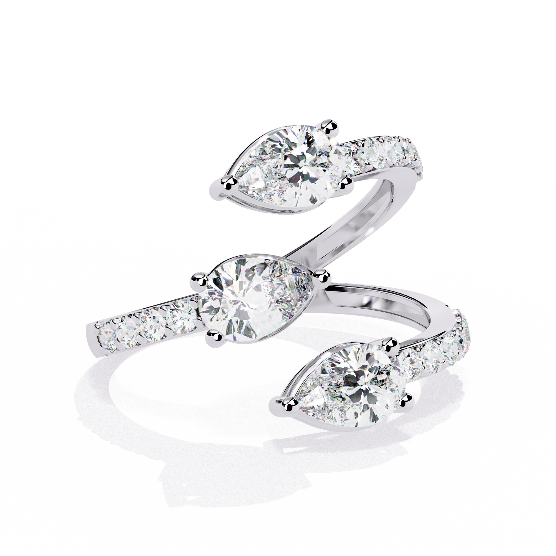 Three Pear Ring White Gold Ring