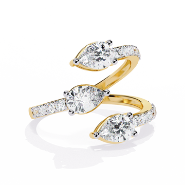 Three Pear Ring Yellow Gold Ring