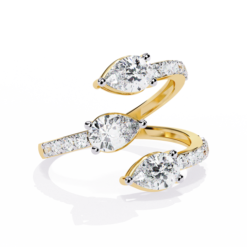 Three Pear Ring Yellow Gold Ring