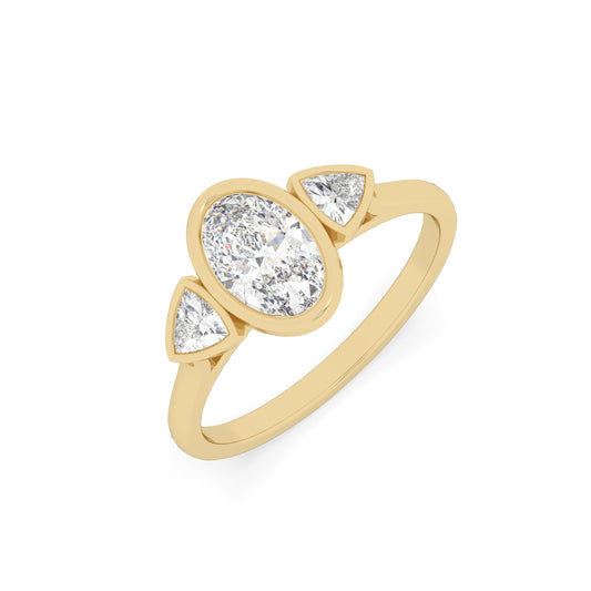 Tres Stone Oval Ring for women in dailywear