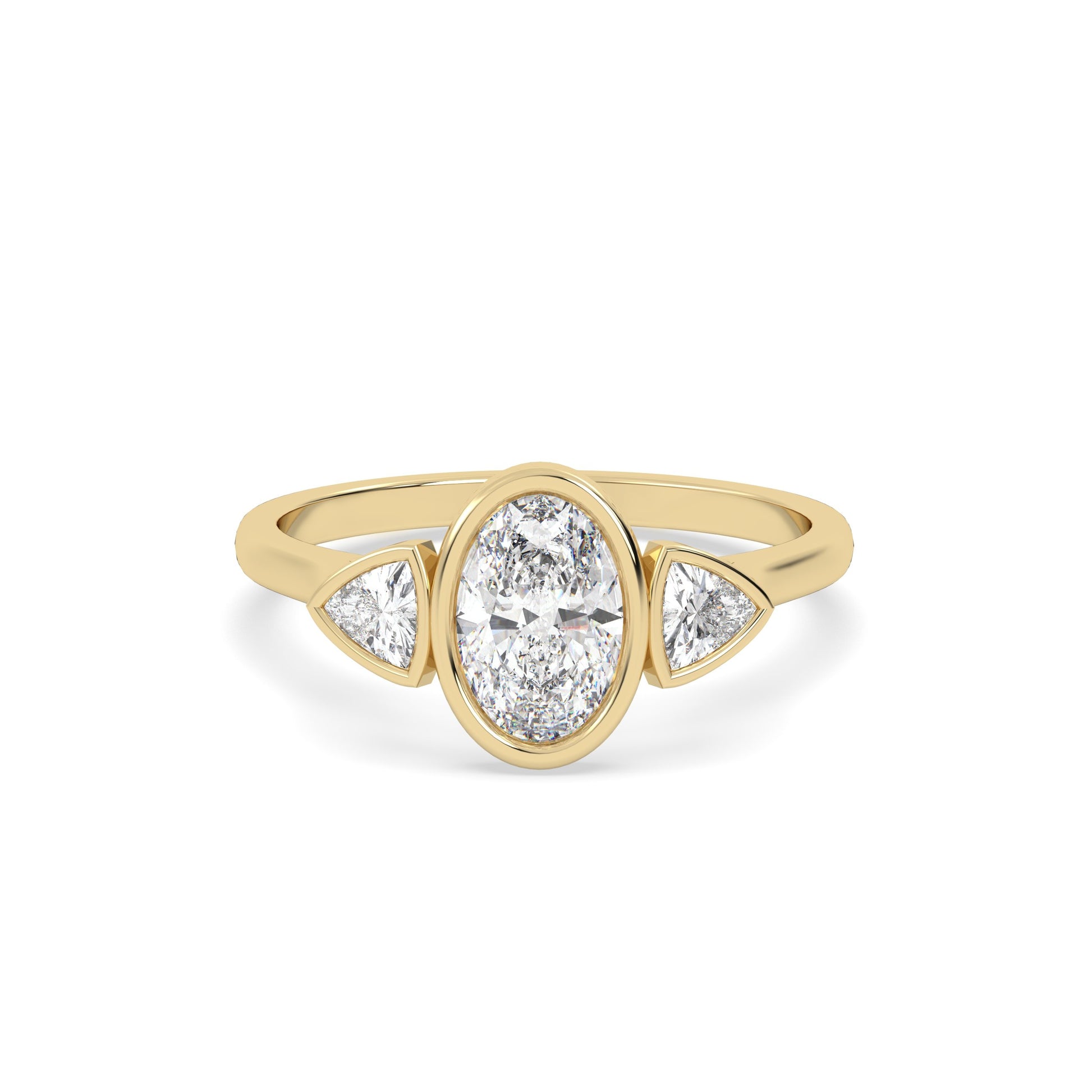 Tres Stone Oval Ring for women in dailywear gold