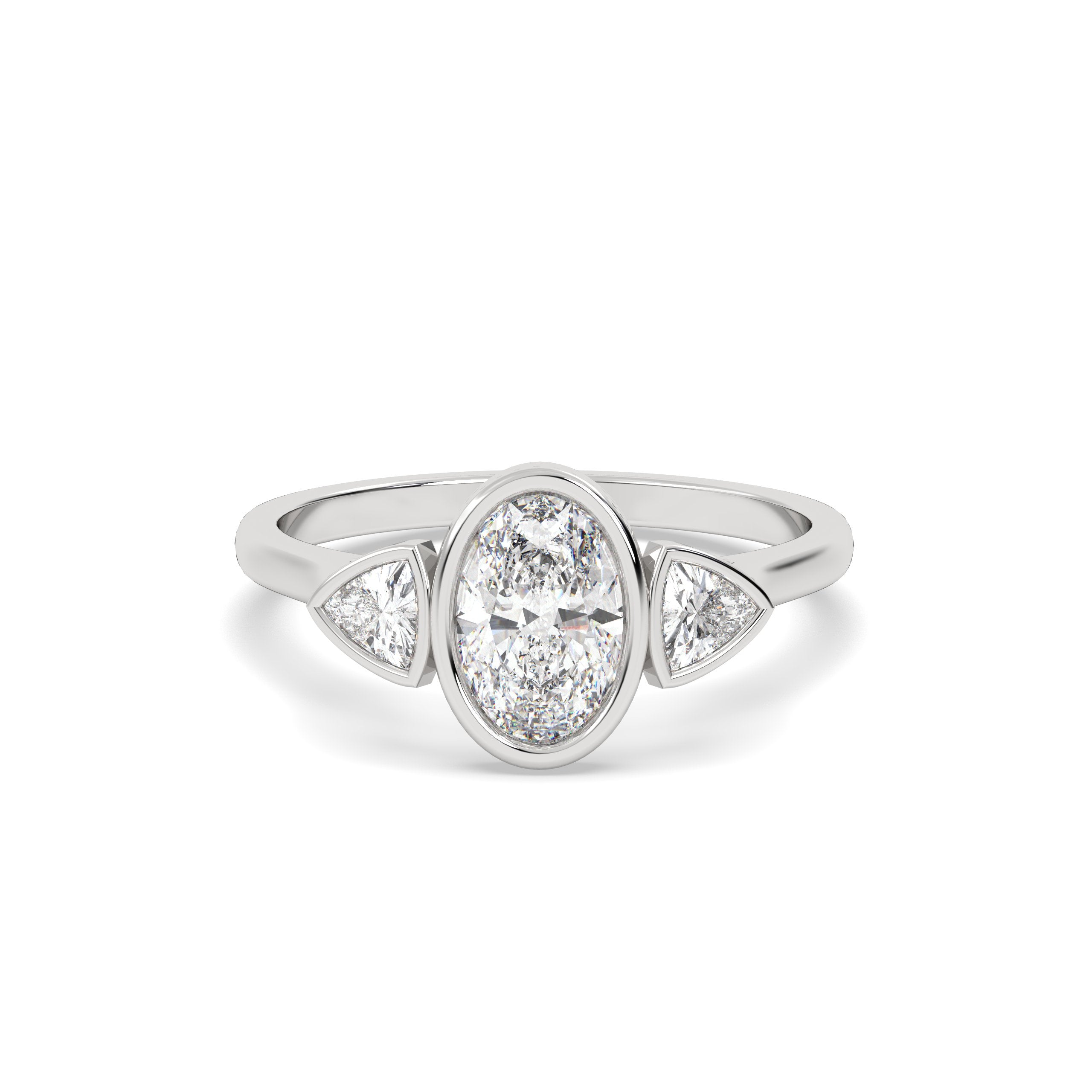 Tres Stone Oval Ring for women in dailywear silver