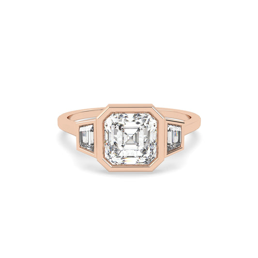 Trois Stone Princess Ring in rose gold