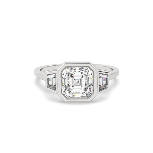 Trois Stone Princess Ring in silver