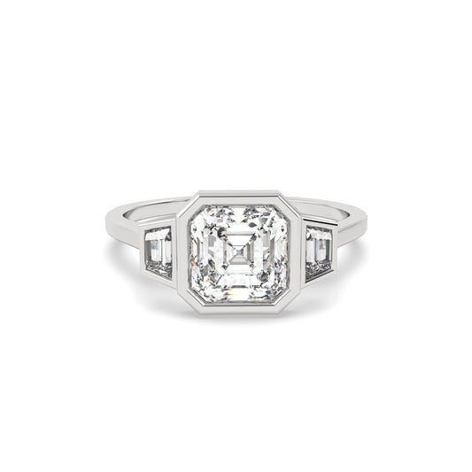 Trois Stone Princess Ring in silver