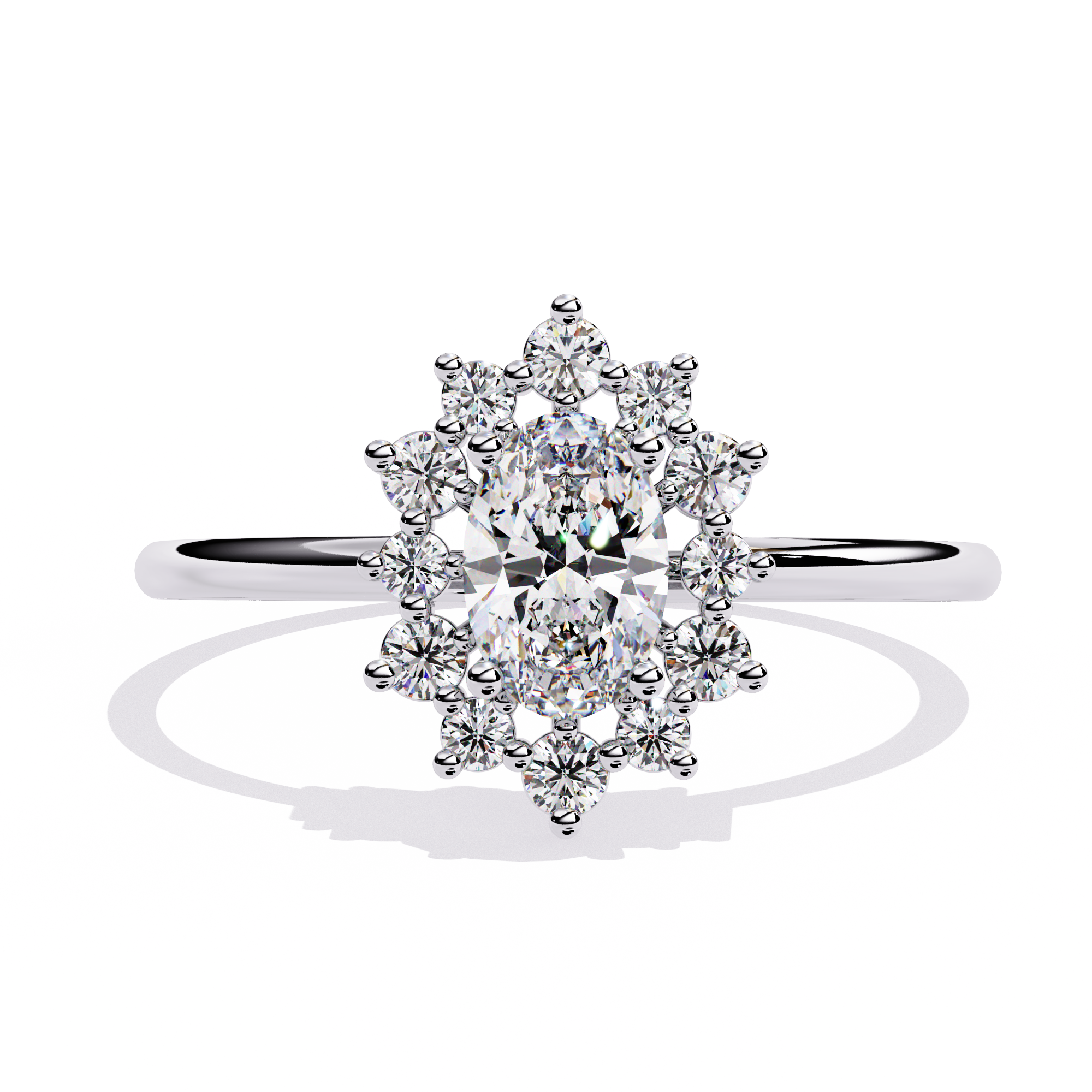 White Gold Oval Halo ring
