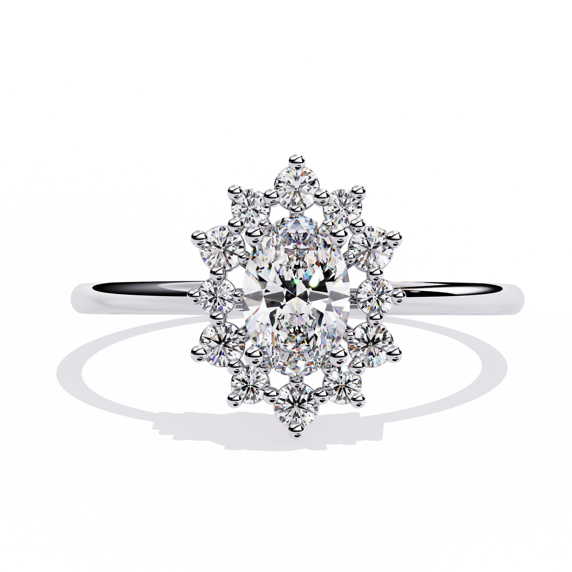 White Gold Oval Halo ring