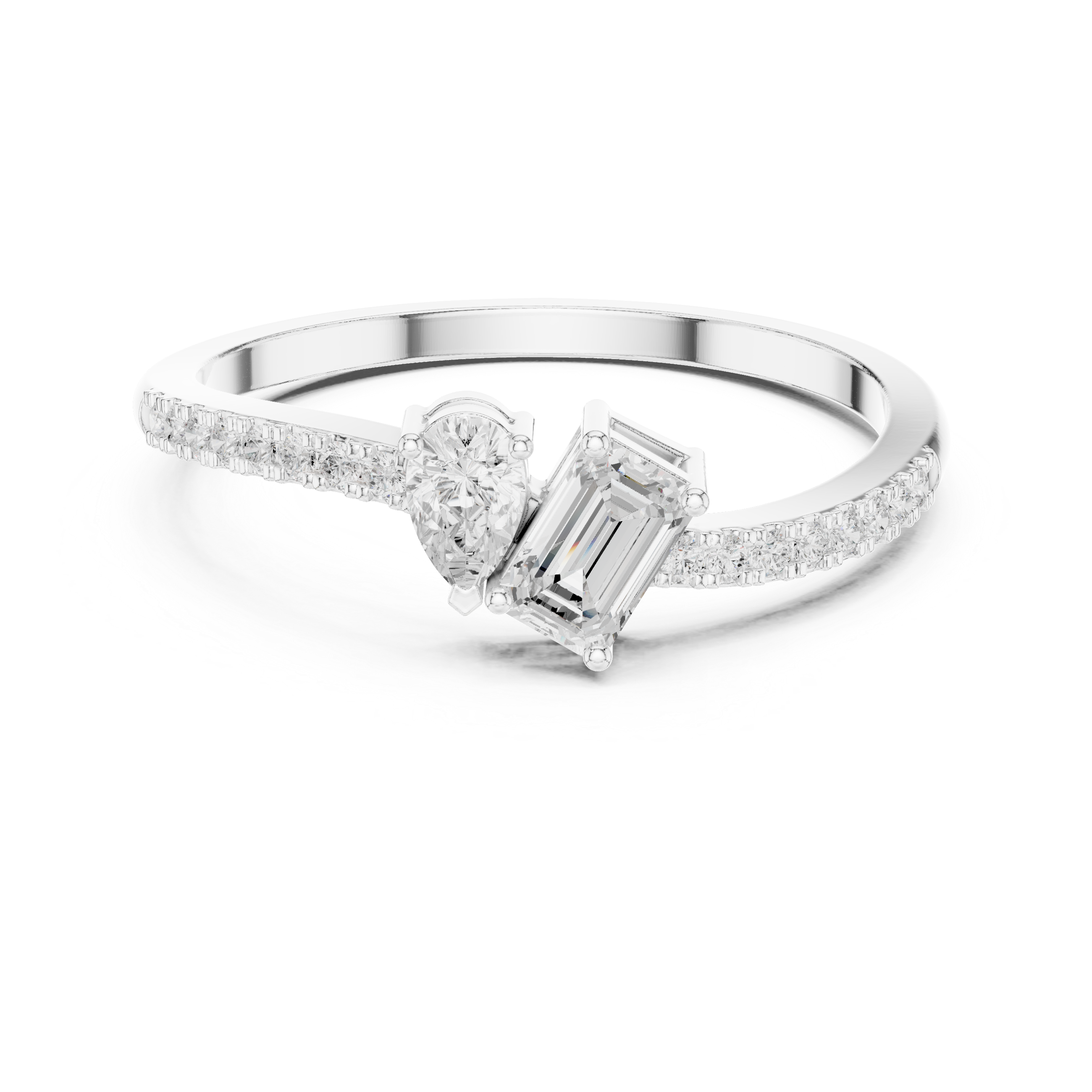 White emerald pear ring