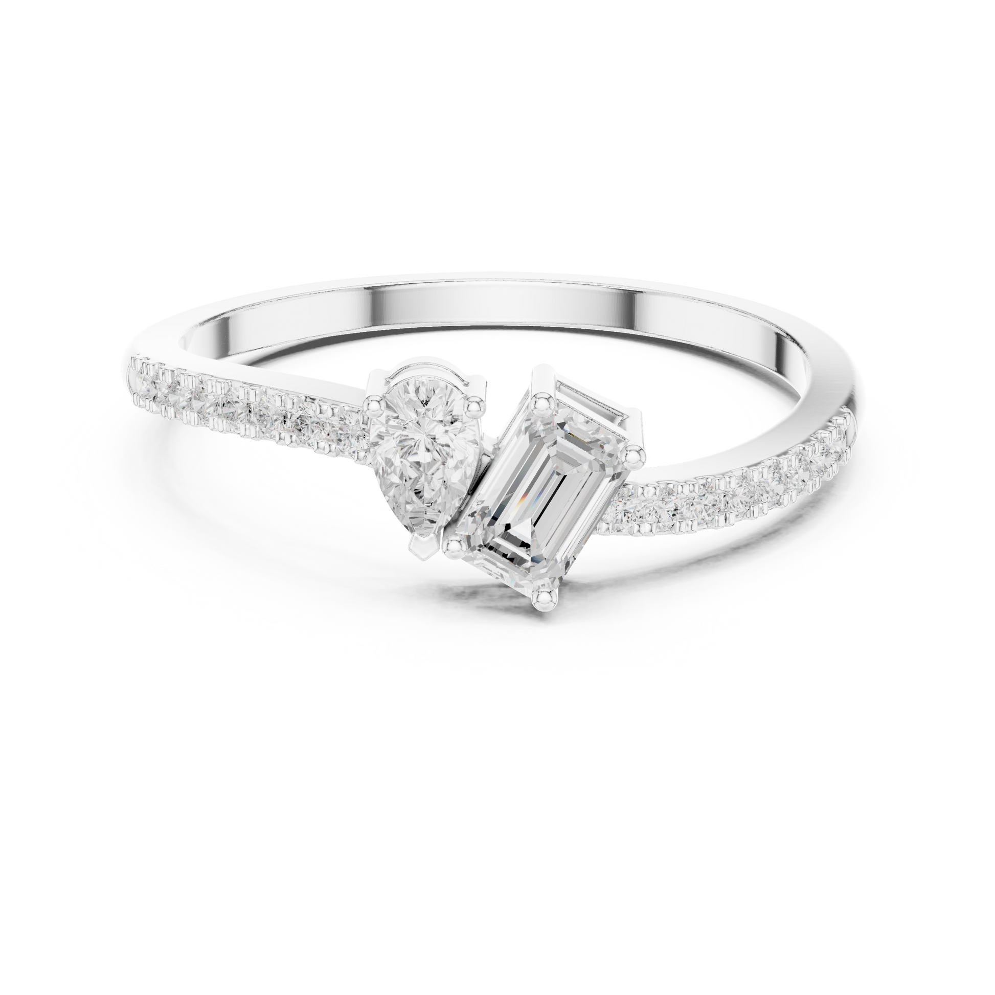 White emerald pear ring