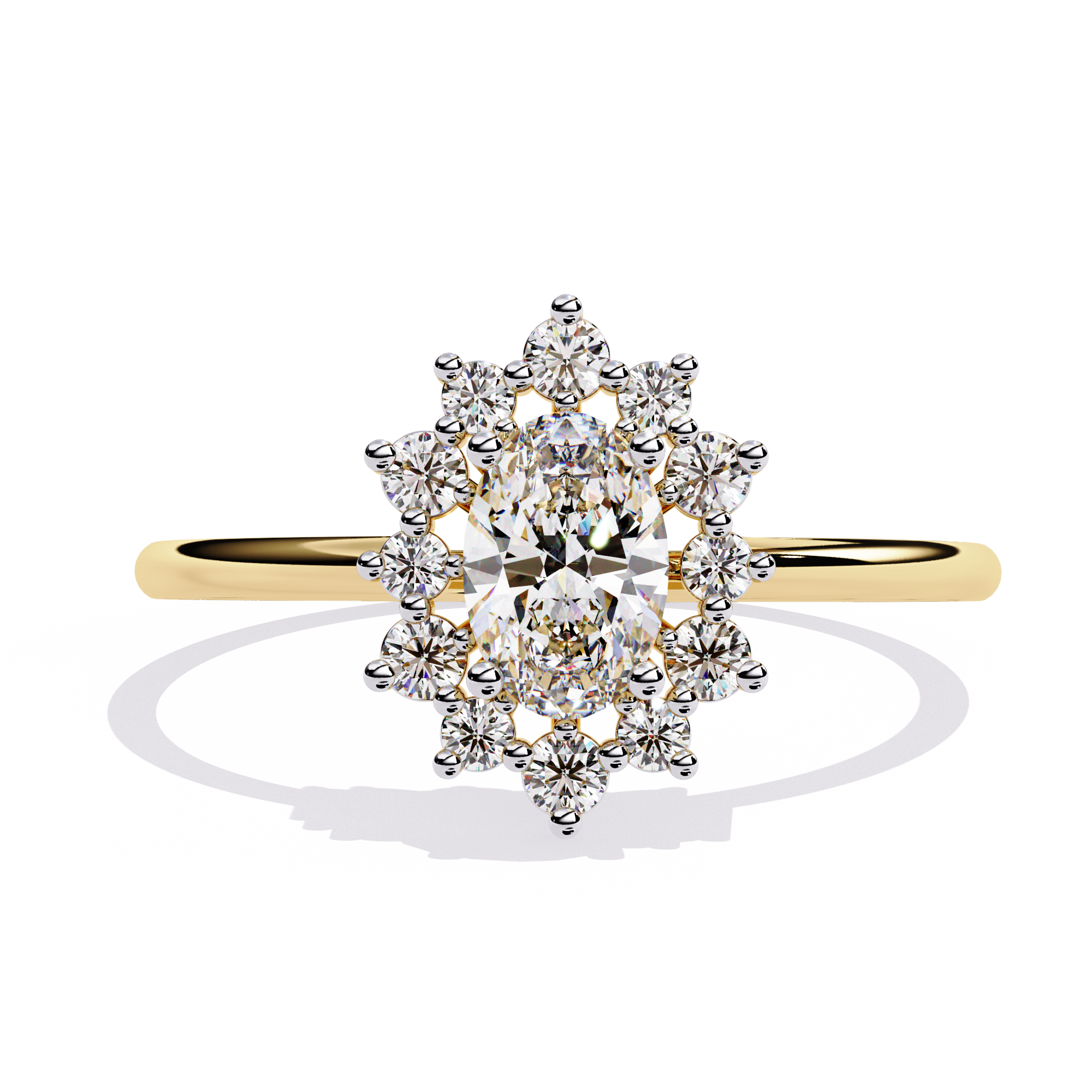 Yellow Gold Oval Halo Ring