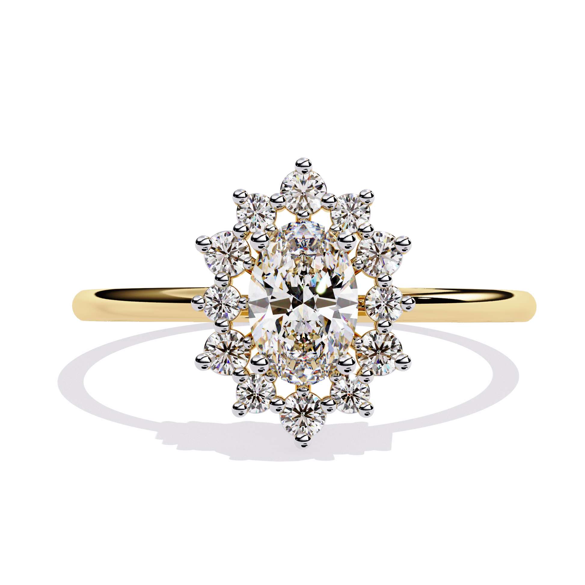 Yellow Gold Oval Halo Ring