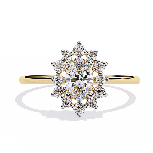 Yellow Gold Oval Halo Ring