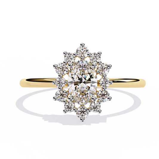Yellow Gold Oval Halo Ring