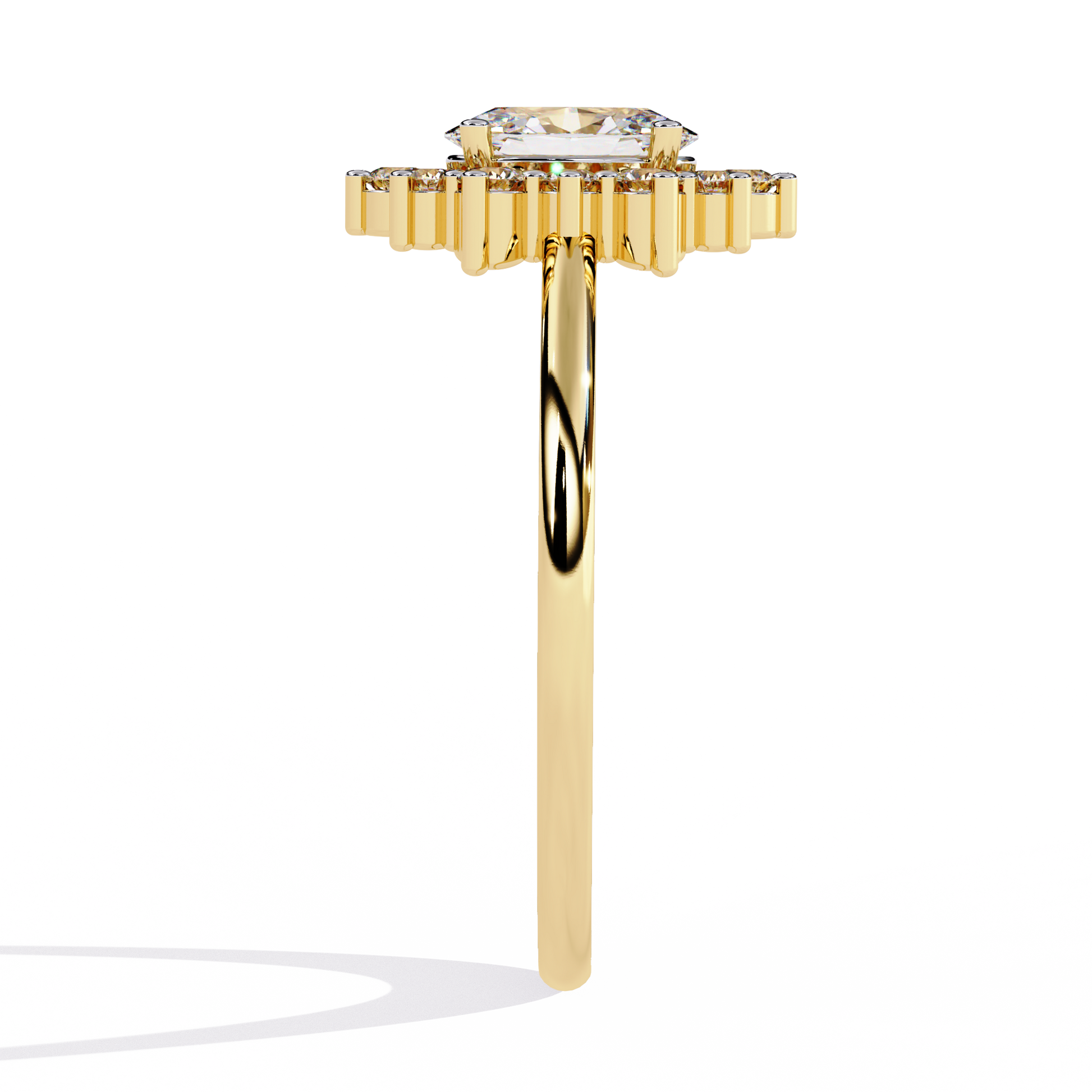 Yellow Gold Oval Halo Ring