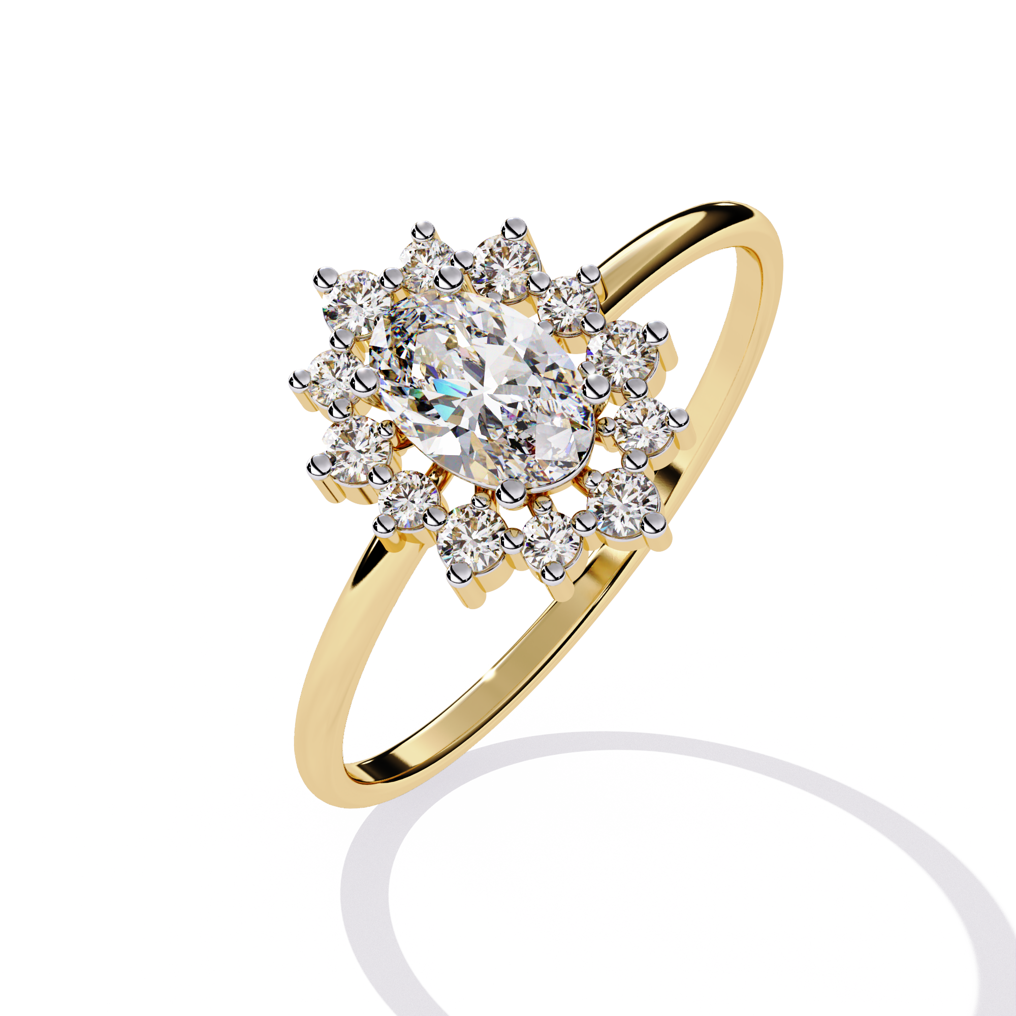 Yellow Gold Oval Halo Ring