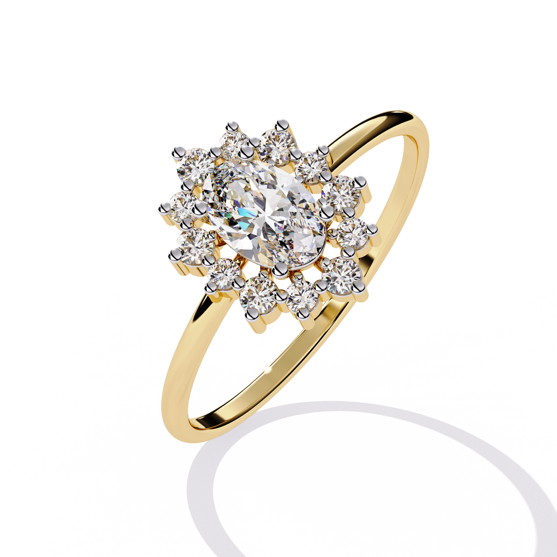 Yellow Gold Oval Halo Ring