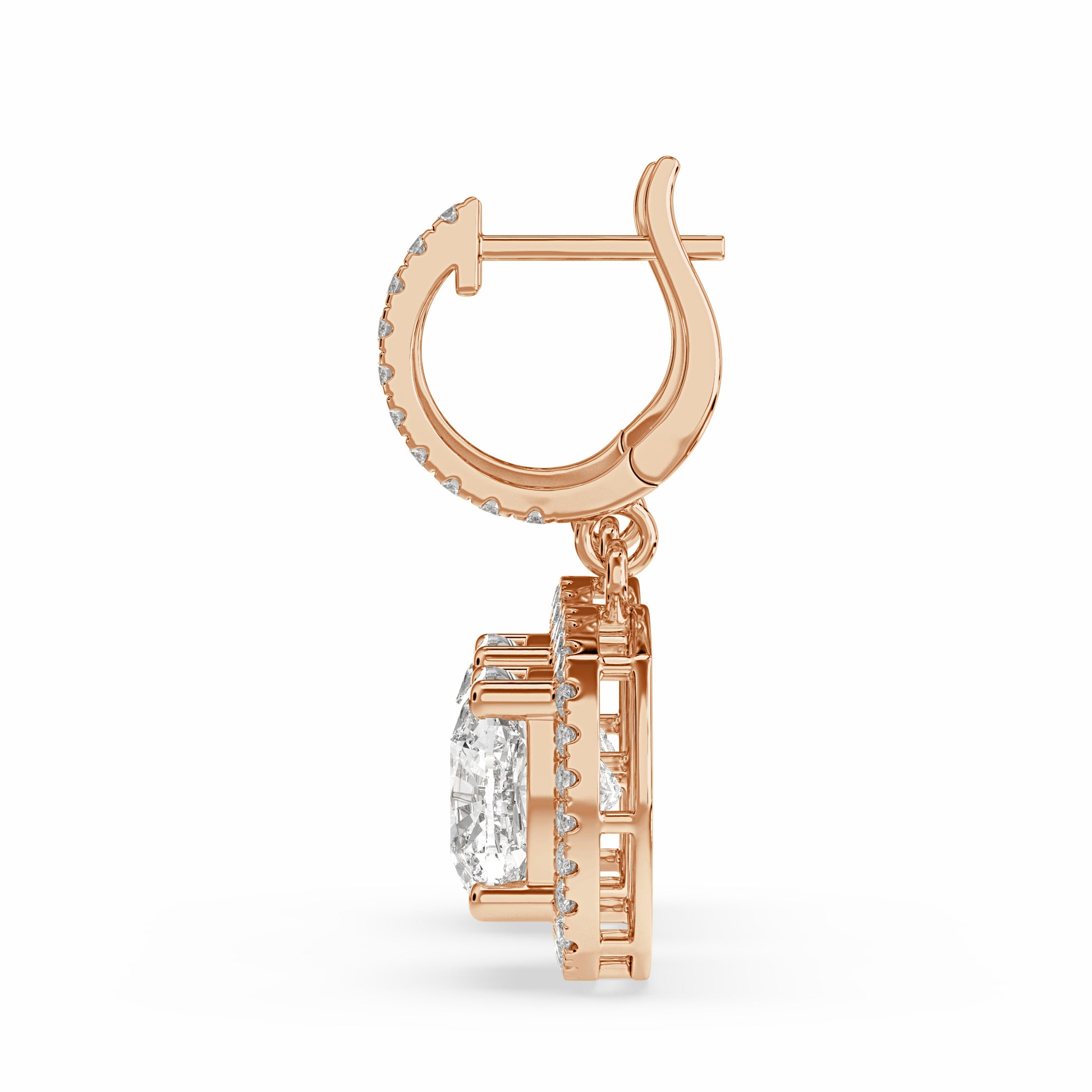 Zarin Cushion Drop Earring in diamodns