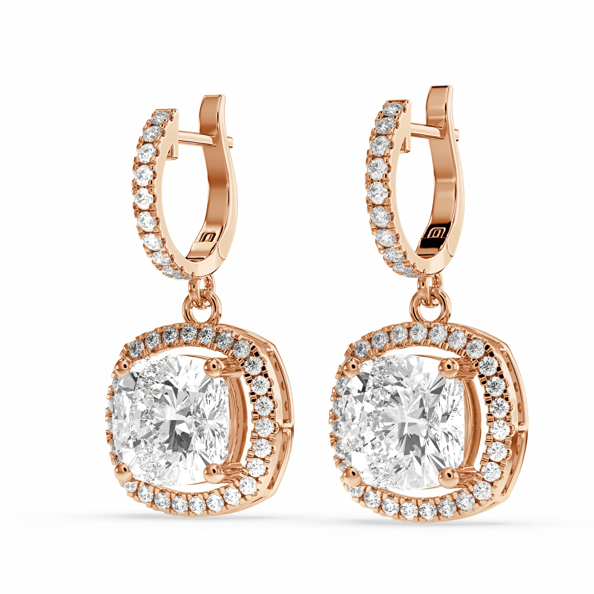 Zarin Cushion Drop Earring in lab diamodns