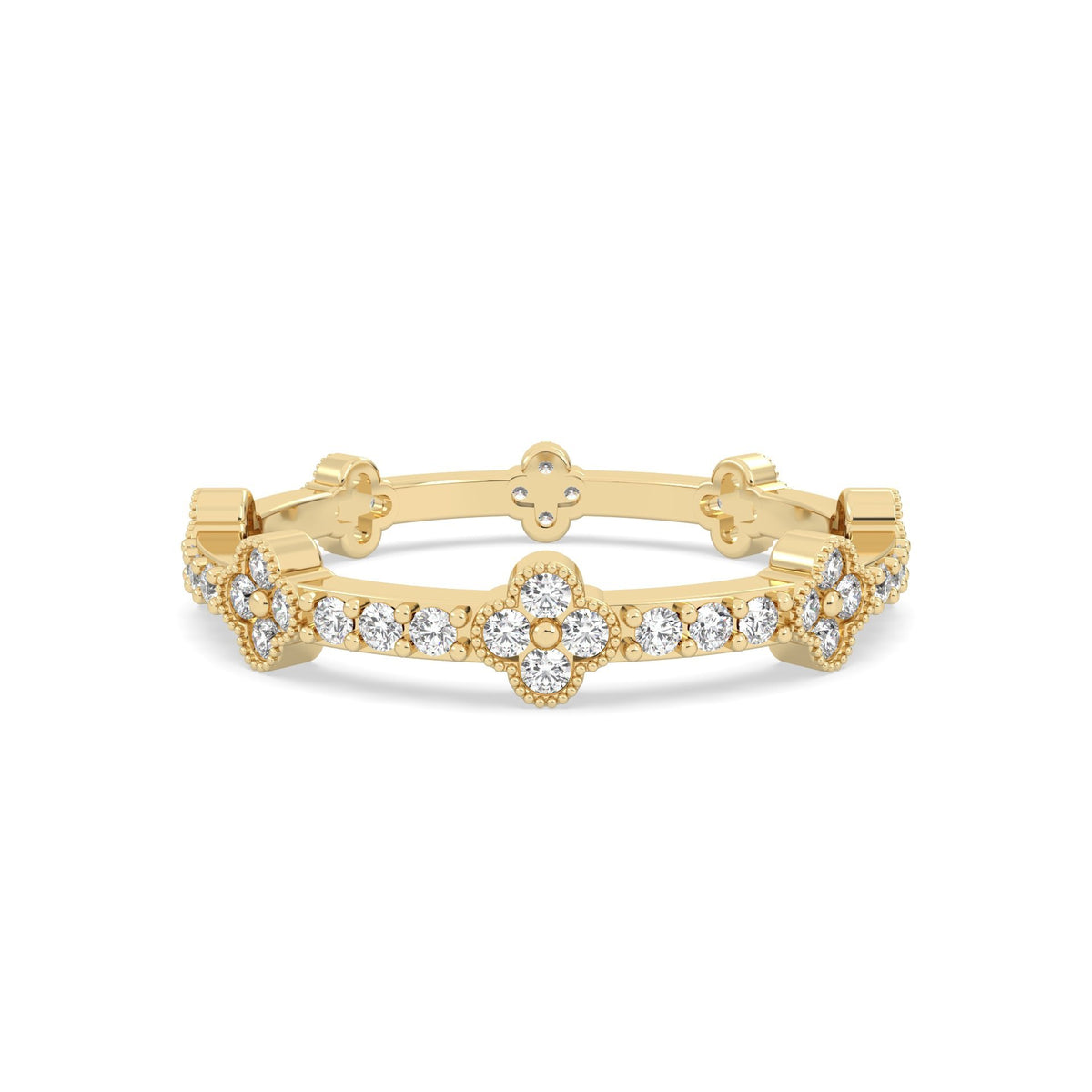 Adhara stackable lab grown diamond ring in gold vermeil sterling silver, front view